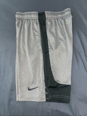 Nike Kids Gray and Black Athletic Shorts with Swoosh